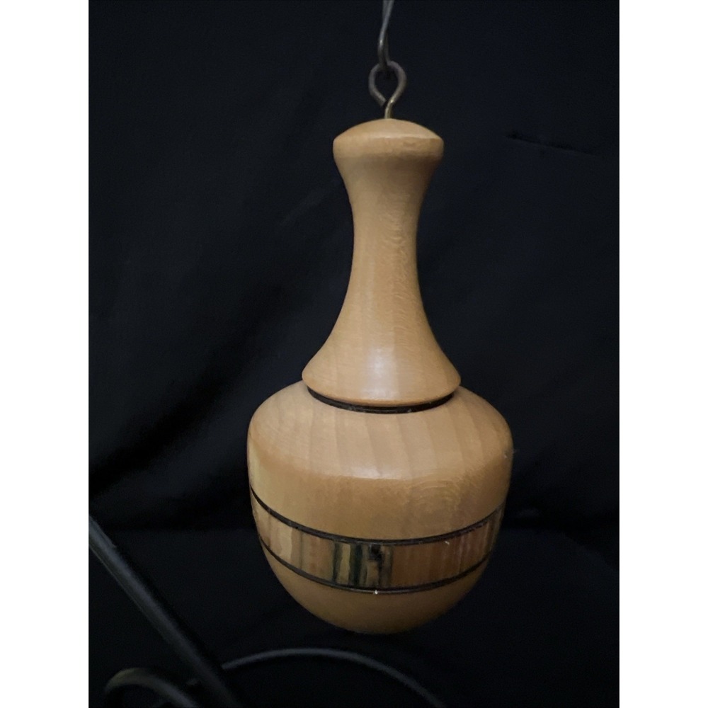 Wooden Spinning Top Ornament Inlaid Wood Strip 3 Inch